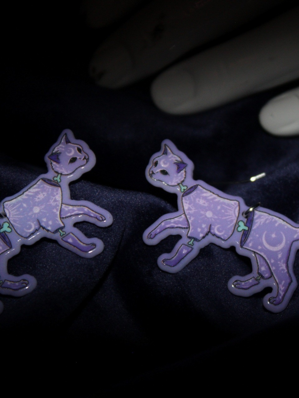 Abrand Purple Cat Dangle Earrings